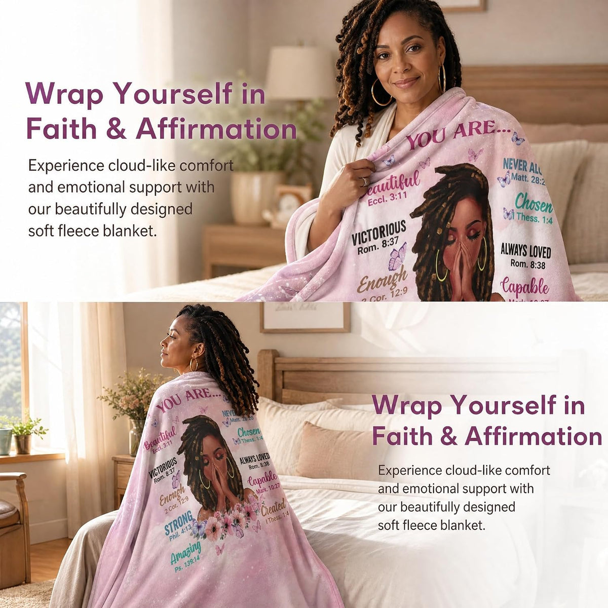 Soft Fleece Blanket with Inspirational Positive Thoughts , Gift for Girls and Women 50x60 Inch