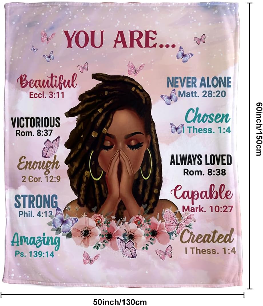 Soft Fleece Blanket with Inspirational Positive Thoughts , Gift for Girls and Women 50x60 Inch