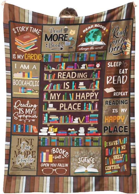 Book Lovers Throw Blanket Cozy Flannel Reading Blanket