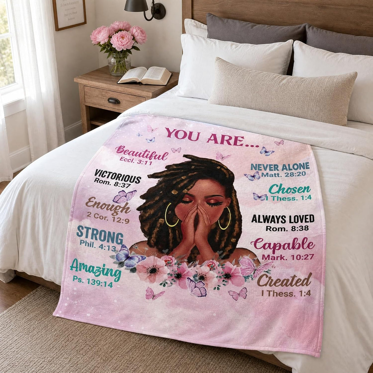 Soft Fleece Blanket with Inspirational Positive Thoughts , Gift for Girls and Women 50x60 Inch