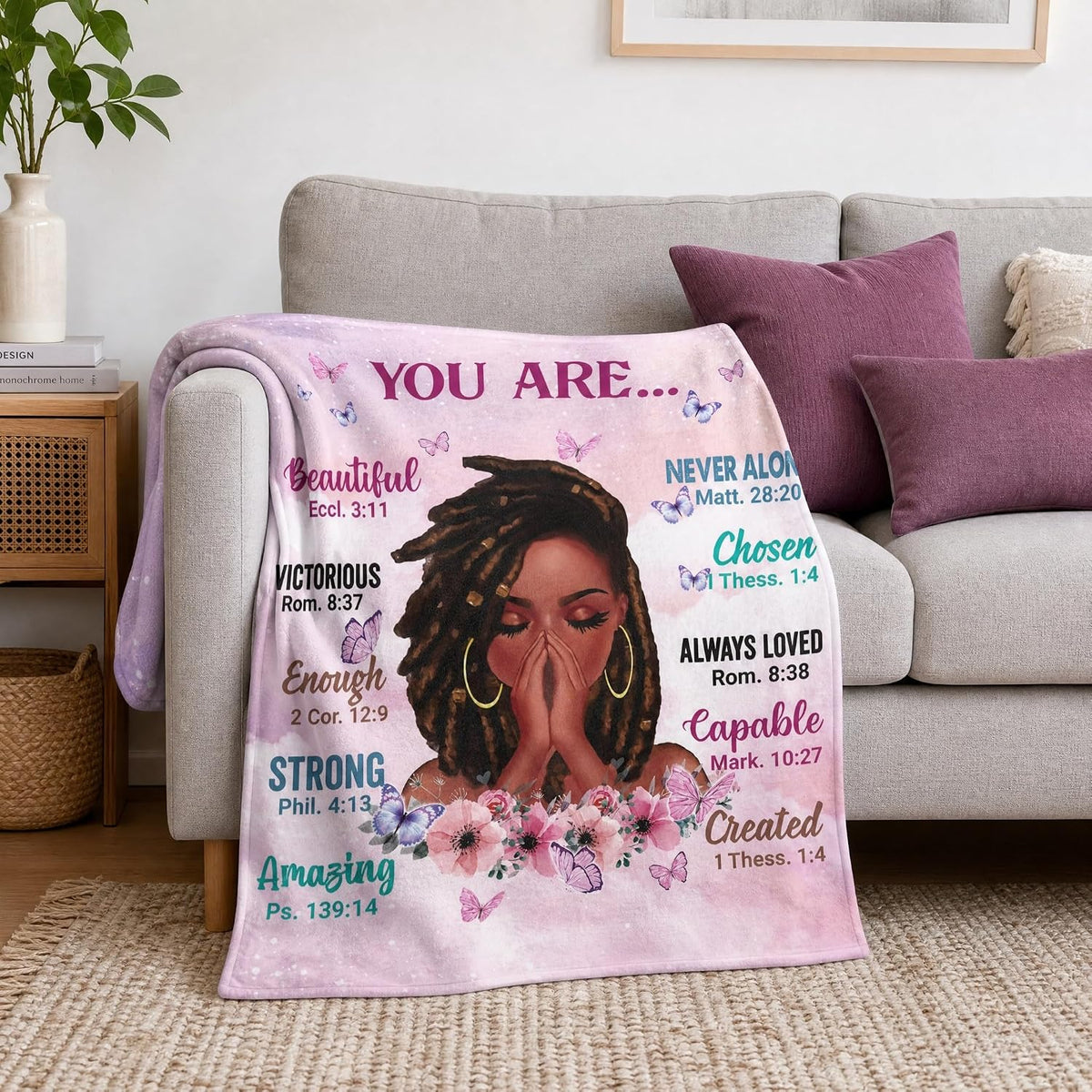 Soft Fleece Blanket with Inspirational Positive Thoughts , Gift for Girls and Women 50x60 Inch